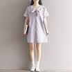 City plus CITYPLUS arts&crafts Fan Haijun wind bow small lapel short sleeve dress CWQZ173150 apricot M