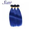 Brazilian Ombre Hair Extensions 8A Grade Unprocessed 2 Tone 1BBlue Ombre brazilian virgin hair straight 3 bundles hair weft