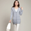 MAZOE classic fashion wild V-neck solid color long paragraph knitted cardigan Z1109 gray XL