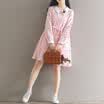 City Plus CITYPLUS Sen Female College Wind Small Fresh Loose Embroidery Print Long Sleeve Dress CWQZ173154 Light Blue M