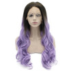 Iwona Synthetic Hair Lace Front Long Wavy Dark Root Purple Ombre Wig