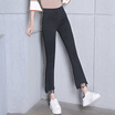 KuoyiHouse 0021 17 new black jeans women&39s elastic lace micro-bell pants female nine points pants burr Slim spring high waist large size black XXL