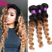 Peruvian Loose Wave 4 Bundles 7a Peruvian Blonde Ombre Two Tone Human Hair Weave Extensions Peruvian Virgin Hair Loose Wave