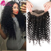 Mongolian 360 Lace Frontal Closure Lace Band Frontal Pre Plucked Frontal Deep Wave 360 Lace Virgin Hair Natural Hairline