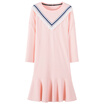 Semir Women&39s round neck lace sweet college wind seven sleeves skirt 19017140204 pink XL