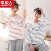 Antarctic Nanjiren cotton pajamas home service men&women couples pajamas can wear long sleeves sets of cotton leisure home service suit men fresh stripes XXL