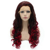 Iwona Synthetic Hair Lace Front Long Wavy Two Tone Ombre Brown Burgundy Red Wig