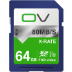 OV SD card 64G 80MB s memory card class10 high-speed storage SDXC SLR digital camera professional high-definition camera car flash memory card blue