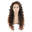 Iwona Synthetic Hair Lace Front Long Curly Auburn Tip Brown Two Tone Ombre Wig