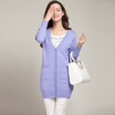 MAZOE classic fashion wild V-neck solid color long paragraph knitted cardigan Z1109 purple XL