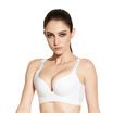 Qu Mu no steel ring gathers seamless bra comfortable vertical cotton underwear to adjust the back of the breast bra QM7625 white 75B