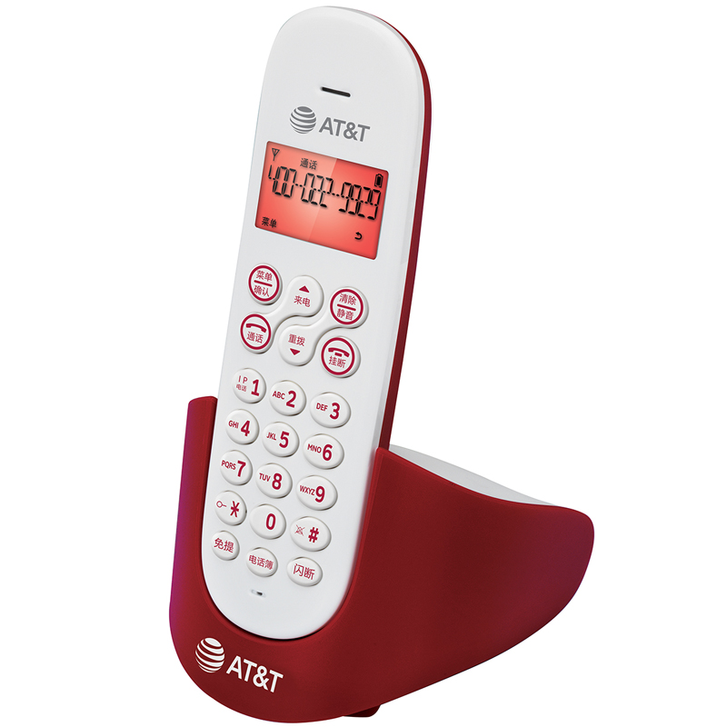 AT & T EL31116CN Digital Cordless Telephone Stand-alone English Show Orange Red Backlight Home Office Wireless Host Red