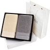 Sanli cotton satin towel gift box 2 sets of class A standard untwisted yarn woven towel 34 × 75cm gray apricot combination with a bag