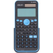 Deli 82es double line large screen display dual power function calculator easy to pull protective cover to protect the blue