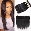 Straight Virgin Hair 4 Bundles With Lace Frontal Closure Human Hair Straight Full Lace Frontal Closure Ear To Ear With Baby Hair