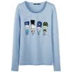 Semir Women&39s round neck cartoon printed cotton long-sleeved T-shirt Korean version of the shirt 19316010906 in the flower gray M