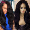 Clymene Hair Glueless Full Lace Wigs Human Hair with Side Part Bangs Wavy Unprocessed Brazilian Full Lace Virgin Hair Wigs