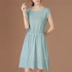 CITYPLUS Arts Fan Pure color wild A word skirt loose large size short sleeve dress CWQZ172476 green L