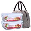Lokchu deduction microwave oven lunch box large capacity glass crisper sealed lunch box lunch box gift bag can be used for dumpling box refrigerator storage LLG445 2 1000ml 2