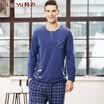 HACAI men&39s pajamas long-sleeved modal round neck thin card cartoon printing men&39s clothing suit blue 175 100 XL
