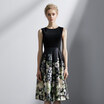 Marc Rebecca elegant print stitching sleeveless S-shaped dress 72006E black printing S code