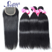 Brazilian Straight Hair with Closure Brazilian Virgin Hair 3 Bundles with Closure Straight 8A Human Hair Weave With Closure