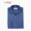 INTERIGHT Cotton Casual Jacquard Men Casual Shirt Fashion Blue Check L Code