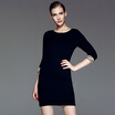 Marc Rebecca knitted seven-point sleeves Slim round dress fashion dress 45431D black M code