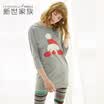 Jingdong supermarket Miyake family pajamas women&39s cotton suit 2017 new cartoon cute long sleeve can be outside the home service XB57034 flower gray XXL