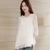 A pond morning 2017 autumn chiffon shirt long sleeves wide loose lace S61A0023A7S white S