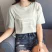 VIVAHEART Korean Slim Shirt Collar Shirt Short Sleeve T-Shirt Letter Print VWTD173133 Light Green L