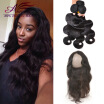 Hot Pre Plucked 360 Lace Frontal Closure With Bundles Beauty Malaysian Body Wave 360 Lace Frontal With Bundle Natural Hairline