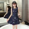VIVAHEART Korean Slim Sleeveless Skirt Pattern Print Chiffon One Piece VWQZ173331 Navy Blue M