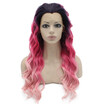 Iwona Synthetic Hair Lace Front Long Wavy Two Tone Pink Wig
