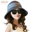 Jingdong Supermarket Siggi CM69055 hat female summer straw hat Korean anti-UV sun hat summer foldable sun hat sunscreen beach hat face big hat dark blue 57CM