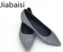Jiabaisi Women Flats Pointed Toe nails patent Flats Slip On low heel shoes Large Size Wedding Party Casual Basic Shoes
