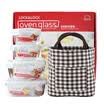 Lotto buckle glass crisper four-piece gift box with separate microwave oven lunch box sealed lunch box lunch box with lunch bag 950 600 separated 380ML 2