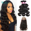 360 Lace Frontal With 3 Bundle 8A Malaysian Body Wave Bundles With Pre Plucked 360 Lace Frontal Closure With Bundles Human Hair