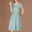 CITYPLUS Arts Fan Pure color wild A word skirt loose large size short sleeve dress CWQZ172476 green M