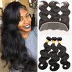 Brazilian Body Wave Lace Frontal Closure With Bundles 8A Grade Brazilian Virgin Hair 3 Bundles With 13x4 Lace Frontal Closure