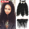 Brazilian Deep Wave Frontal With Bundles Lace 134 100 Human Hair Brazilian Virgin Curly Hair Weave Lace Frontal With Bundles