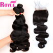 Unprocessed Malaysian Human Hair Body Wave 4Bundles with Closure Malaysian Body Wave with 44 Lace Closure Human Hair Extensions