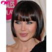 Machine Made None Lace Celebrity Short Wigs Cut Glueless Human Hair Wigs Straight with Bangs