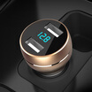 YANTU Car Kit Charger Cigarette Lighter Dual USB Ports Outlets Voltage Detection A89 Golden