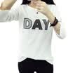 Long Yue Women Korean version of the hollow long-sleeved T-shirt splicing sleeve round neck large yards primer LWTC172308 white M