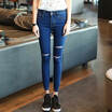 Fubian cents FUBIXIAN Korean high waist fashion casual hole feet nine points jeans K4225 blue 27
