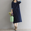 CITYPLUS Faculty of Arts&Lengthening College of Arts&Leisure Long Sleeve Dresses Female CWQZ16Q455 Dark Blue M