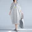 MAXWAY Women&39s Wear 2017 Spring Style National Style Original Gown Loose Long Skirt Flax Material Retro Big Size Cotton Cotton One Piece MW052 Gray L