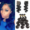 HHHair Peruvian Body wave Hair 3 Bundles With 1pc Closure Unprocessed Virgin Human Hair Weft with 1pc 4x4 Inch Free Part Closure