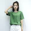 City plus CITYPLUS art student wind round neck hole casual wild open fork t-shirt woman CWTD174473 green S